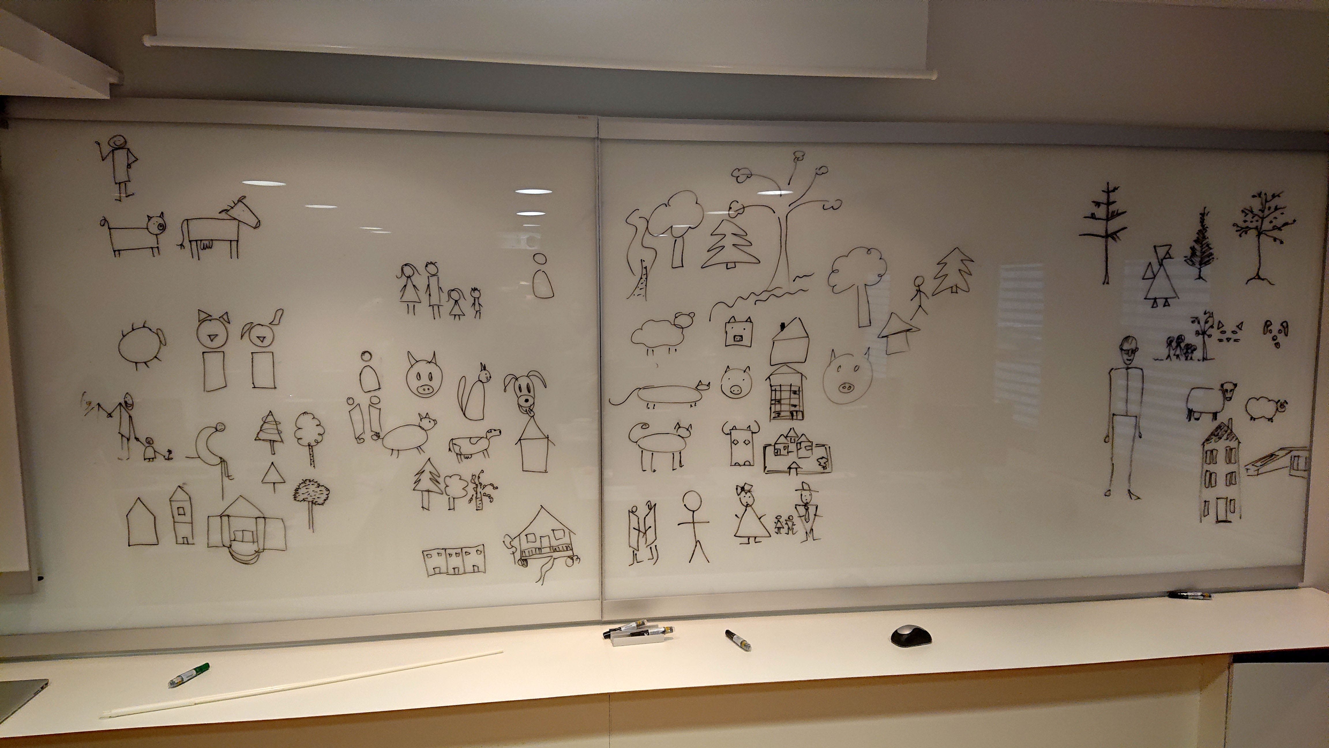 Examples of drawings on wall from a workshop